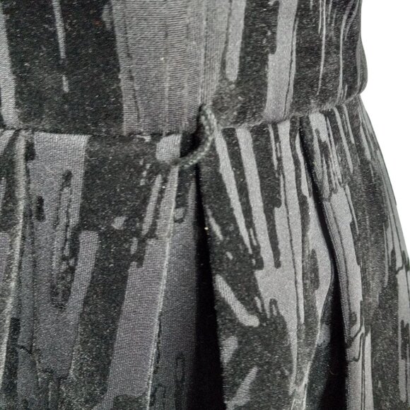 Calvin Klein Size 4 Dress Black Velvet Burnout Sleeveless Fit Flare Midi - Picture 7 of 9